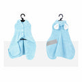 Blue drying robe shown from the front and back